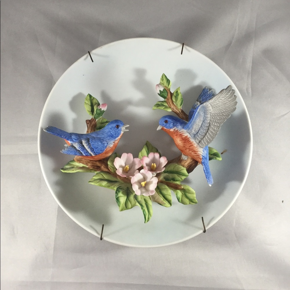 Jonathon Byron Porcelain VTG Plate- Blue Birds